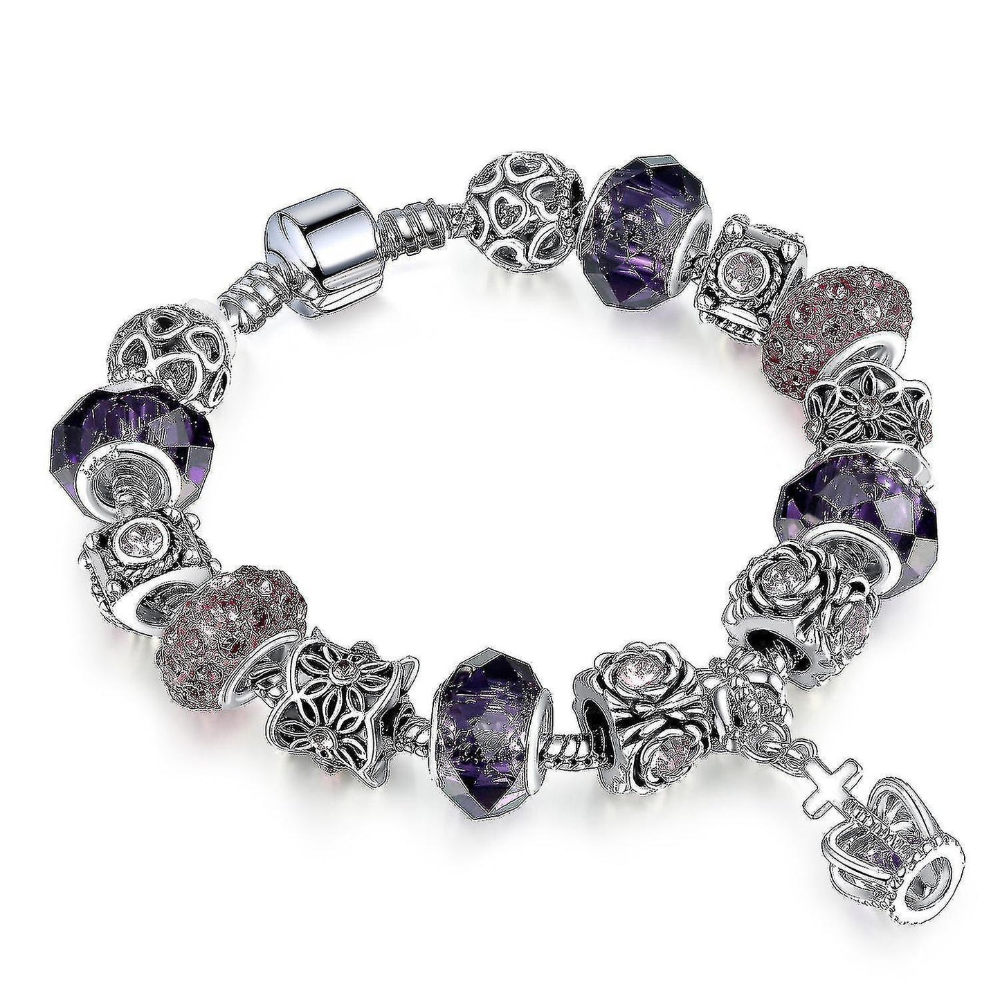 Purple Crystal Beads Women Bracelet Diy Gift V1263-JX-2103