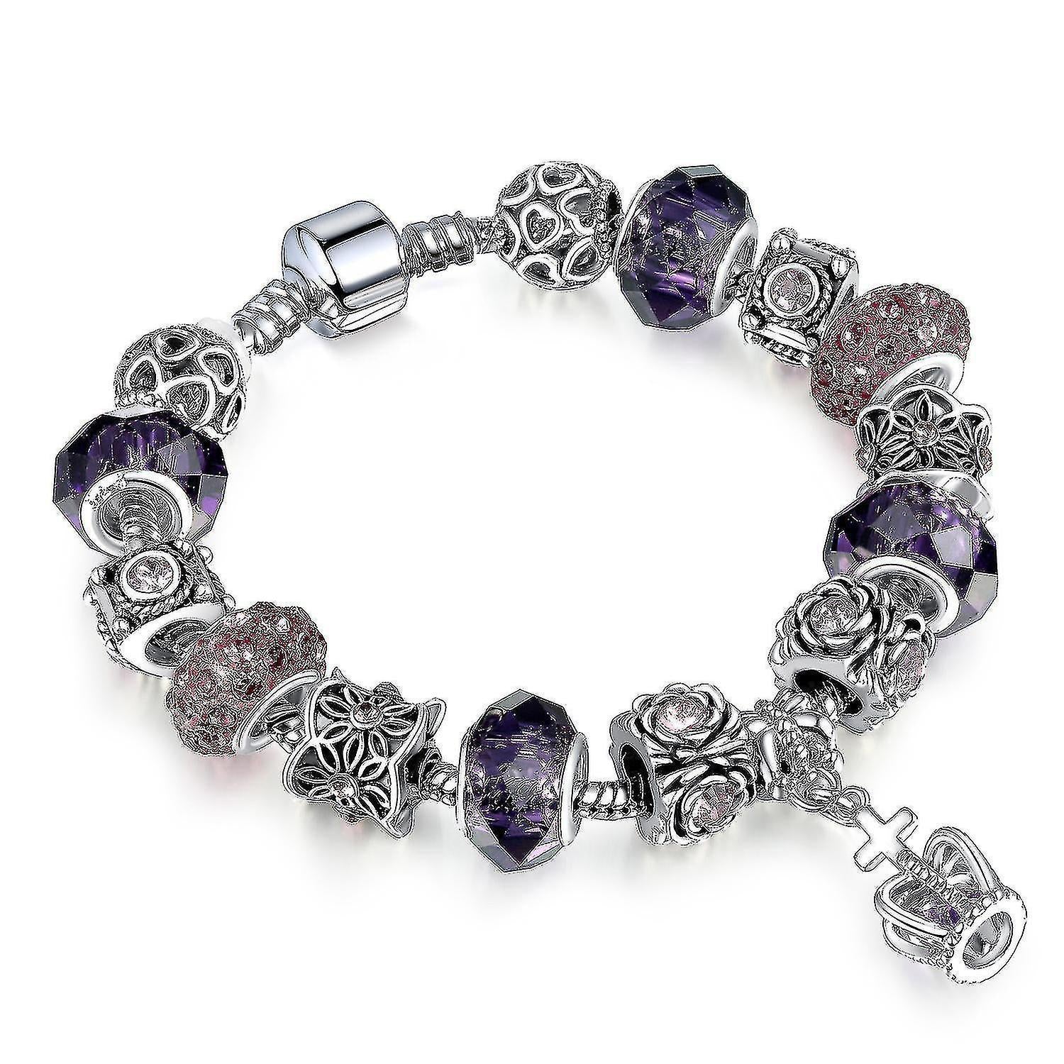 Purple Crystal Beads Women Bracelet Diy Gift V1263-JX-2103