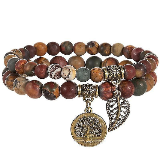 Th Bracelets For Women - Healing Crystals Bracelet Women Natural Gemstones Yoga Reiki Bangle- Set Of Double V1263-JX-2112