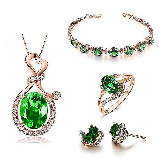 Women Jewelry Set Crystal Necklace Earrings Bracelet Ring Set,jewelry Gifts For Mother Wife Girls V1263-JX-2116