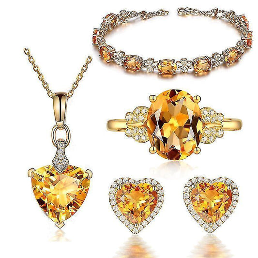 Women Jewelry Set Crystal Necklace Earrings Bracelet Ring Set,jewelry Gifts For Mother Wife Girls V1263-JX-2117