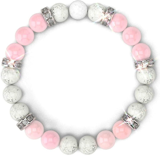 Women's Rose Quartz Bracelet Rose Quartz Crystal + White Lava Aromatherapy Crystal Stone V1263-JX-2121