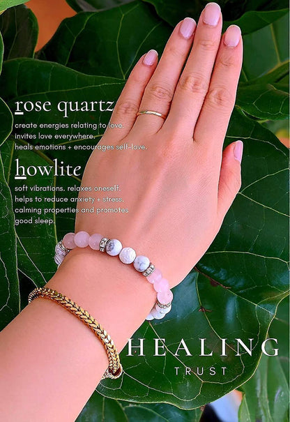 Women's Rose Quartz Bracelet Rose Quartz Crystal + White Lava Aromatherapy Crystal Stone V1263-JX-2121