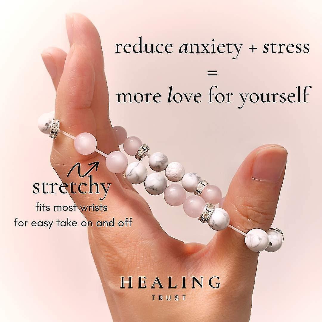 Women's Rose Quartz Bracelet Rose Quartz Crystal + White Lava Aromatherapy Crystal Stone V1263-JX-2121