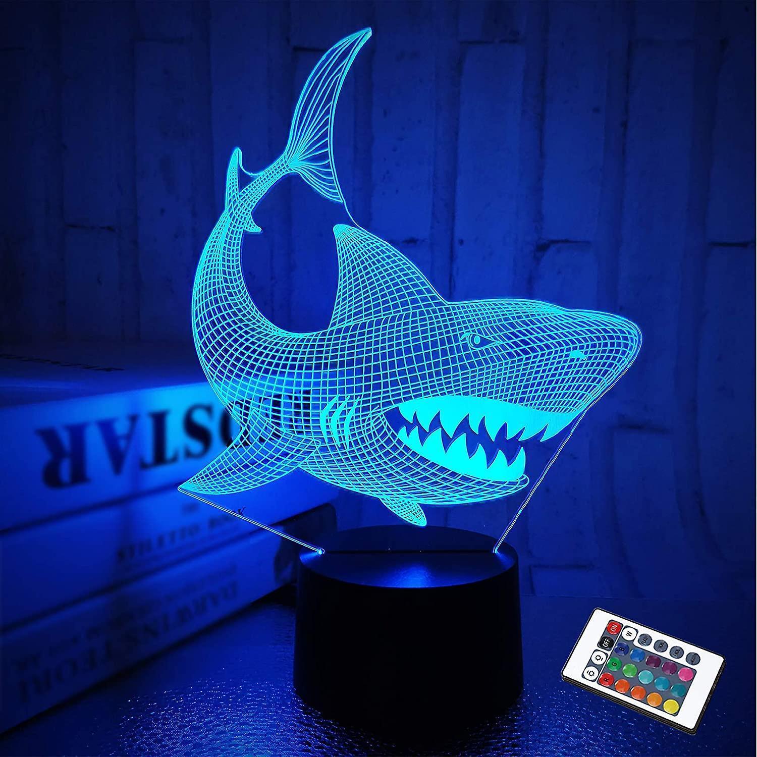 Shark 3D Illusion Night Light Animal Touch Table Desk Lamp, With Remote Control V1263-JX-2122