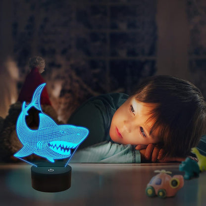 Shark 3D Illusion Night Light Animal Touch Table Desk Lamp, With Remote Control V1263-JX-2122