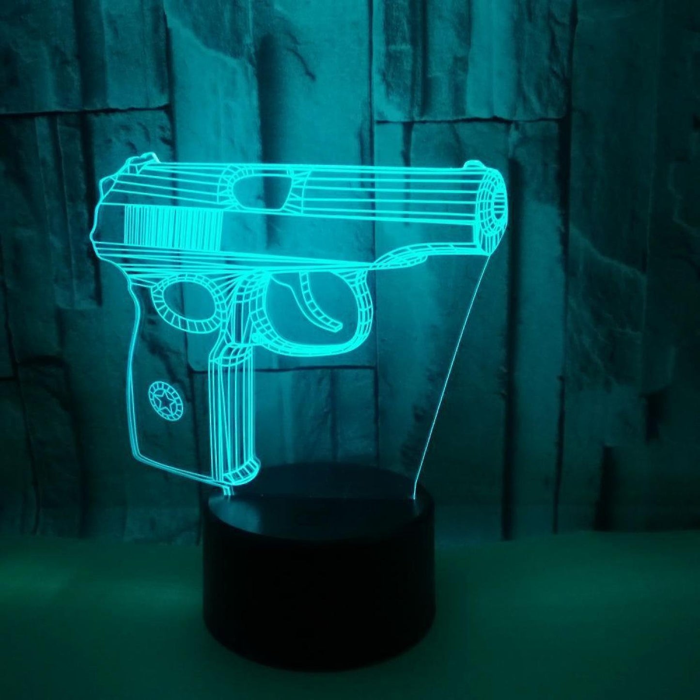 Optical Illusion 3D Pistol Gun Night Light 16 Colo V1263-JX-2123