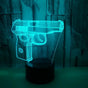 Optical Illusion 3D Pistol Gun Night Light 16 Colo V1263-JX-2123