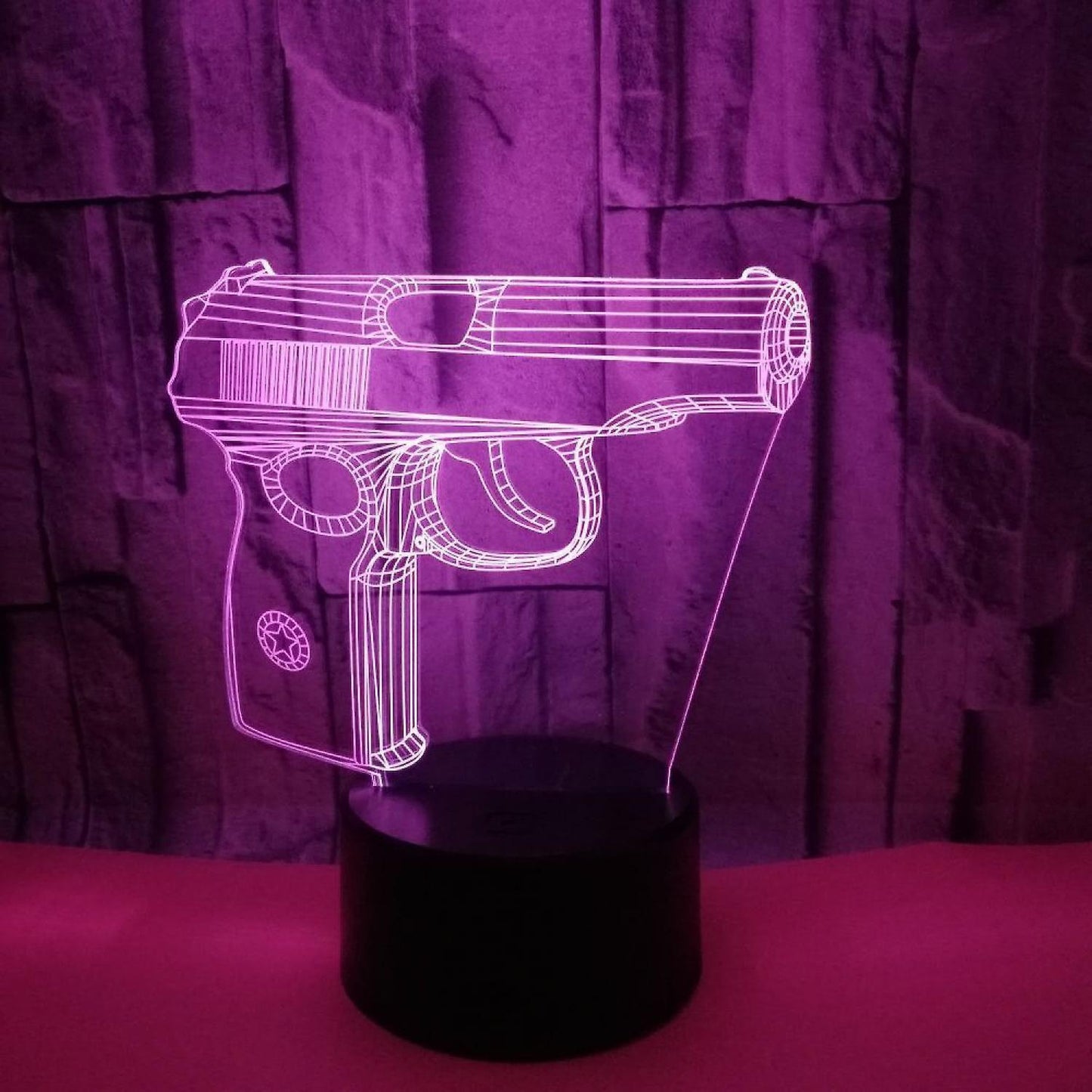 Optical Illusion 3D Pistol Gun Night Light 16 Colo V1263-JX-2123
