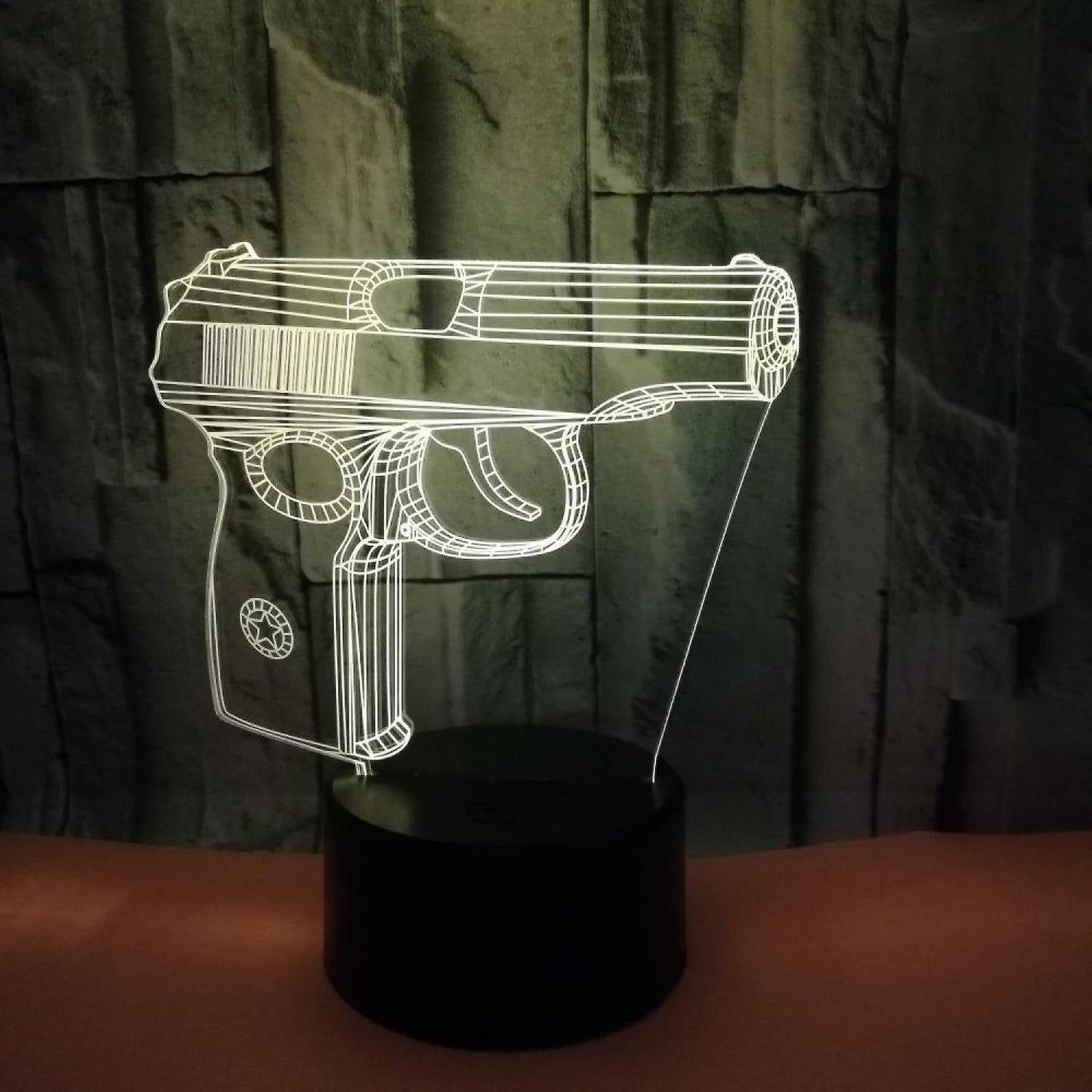Optical Illusion 3D Pistol Gun Night Light 16 Colo V1263-JX-2123