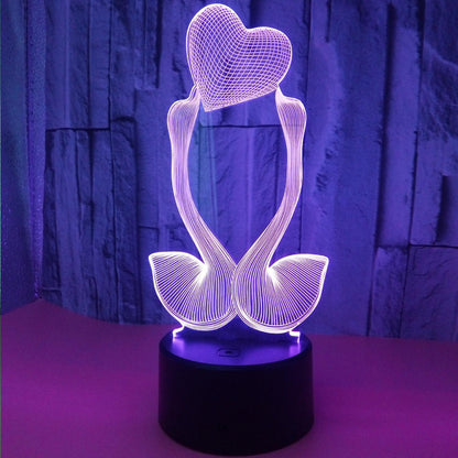 Optical Illusion 3D Love Swan Night Light 16 Color V1263-JX-2124