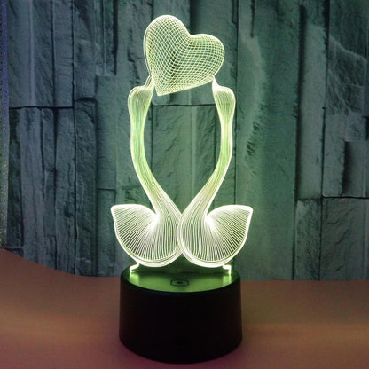 Optical Illusion 3D Love Swan Night Light 16 Color V1263-JX-2124