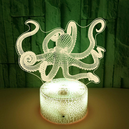 Optical Illusion 3D Squid Night Light 16 Colors Ch V1263-JX-2126