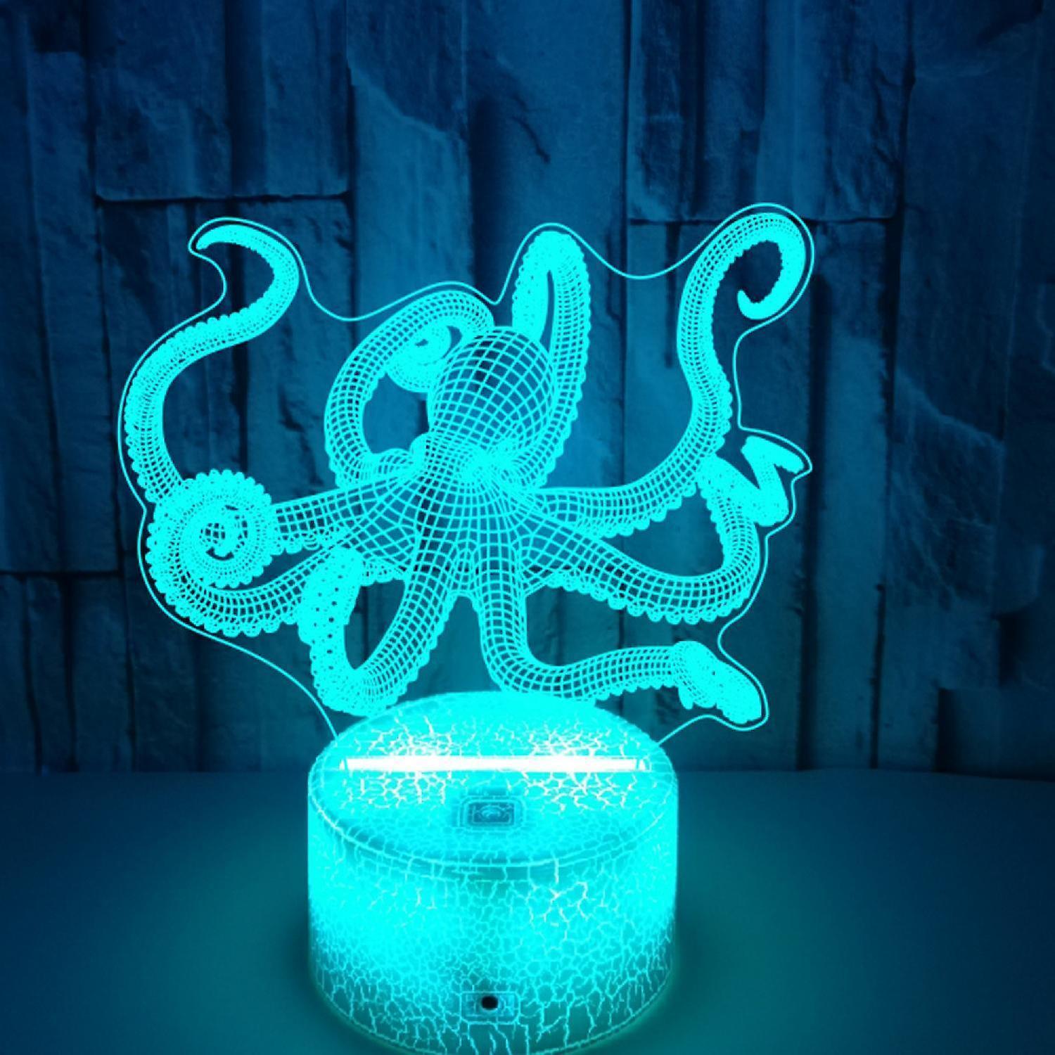 Optical Illusion 3D Squid Night Light 16 Colors Ch V1263-JX-2126