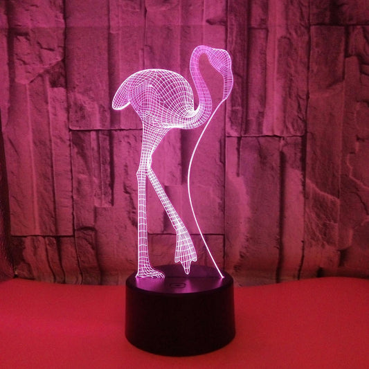 Optical Illusion 3D Flamingos Night Light 16 Color V1263-JX-2128