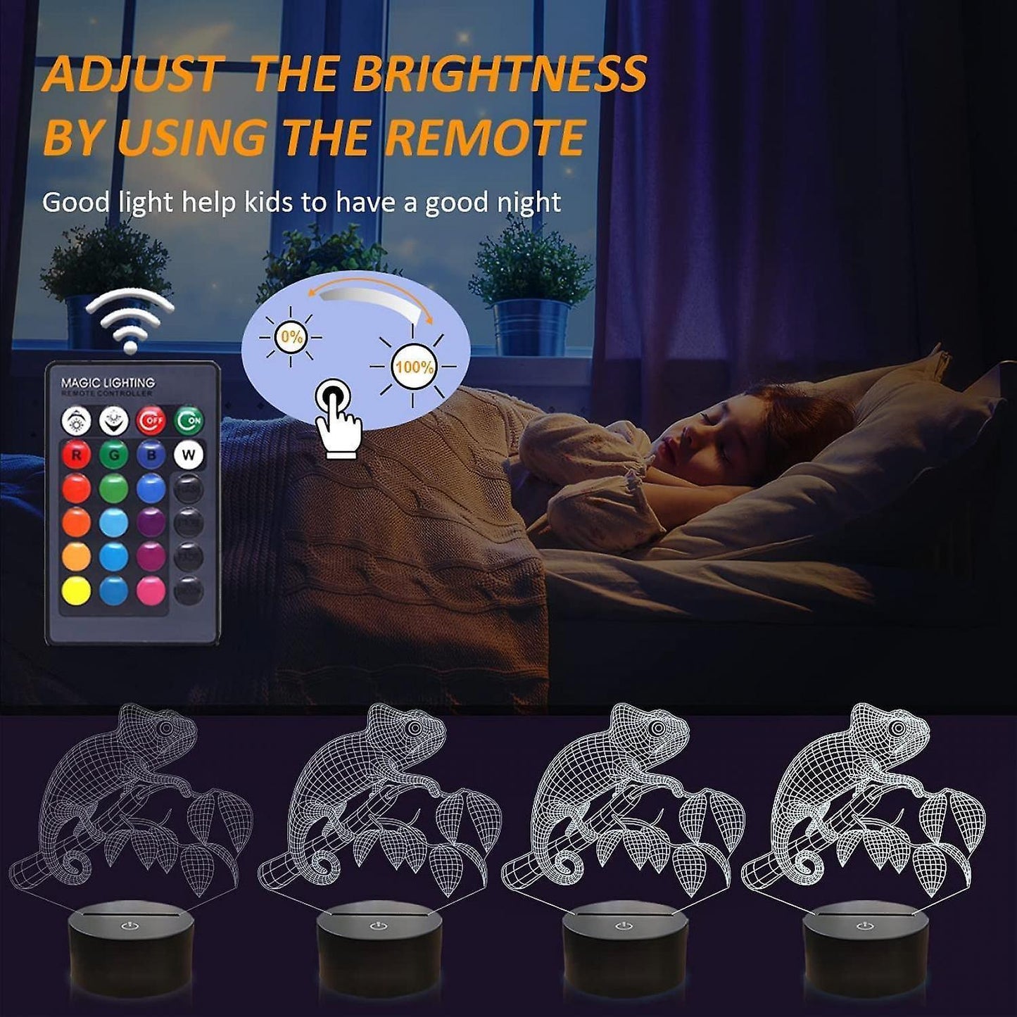 Chameleon Animal 3D Night Light Illusion Lamp for V1263-JX-2131