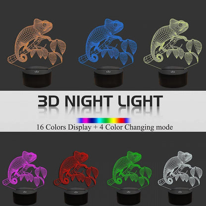 Chameleon Animal 3D Night Light Illusion Lamp for V1263-JX-2131