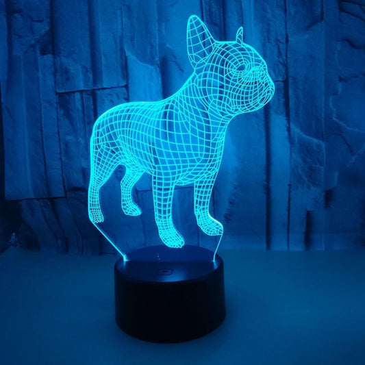 JUSCH 3D Bulldog Night Light 16 Colors Changing Optical Illusion Lamp with Remote Birthday Valentine's Day V1263-JX-2132