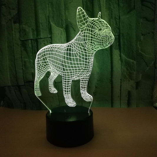 JUSCH 3D Bulldog Night Light 16 Colors Changing Optical Illusion Lamp with Remote Birthday Valentine's Day V1263-JX-2132