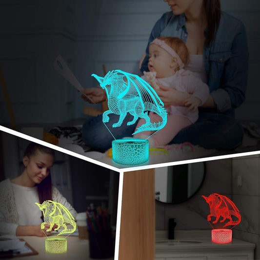 3D Dragon Lamp Night Light 3D Illusion lamp 16 Color V1263-JX-2135