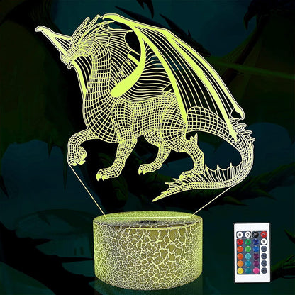 3D Dragon Lamp Night Light 3D Illusion lamp 16 Color V1263-JX-2135