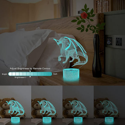 3D Dragon Lamp Night Light 3D Illusion lamp 16 Color V1263-JX-2135
