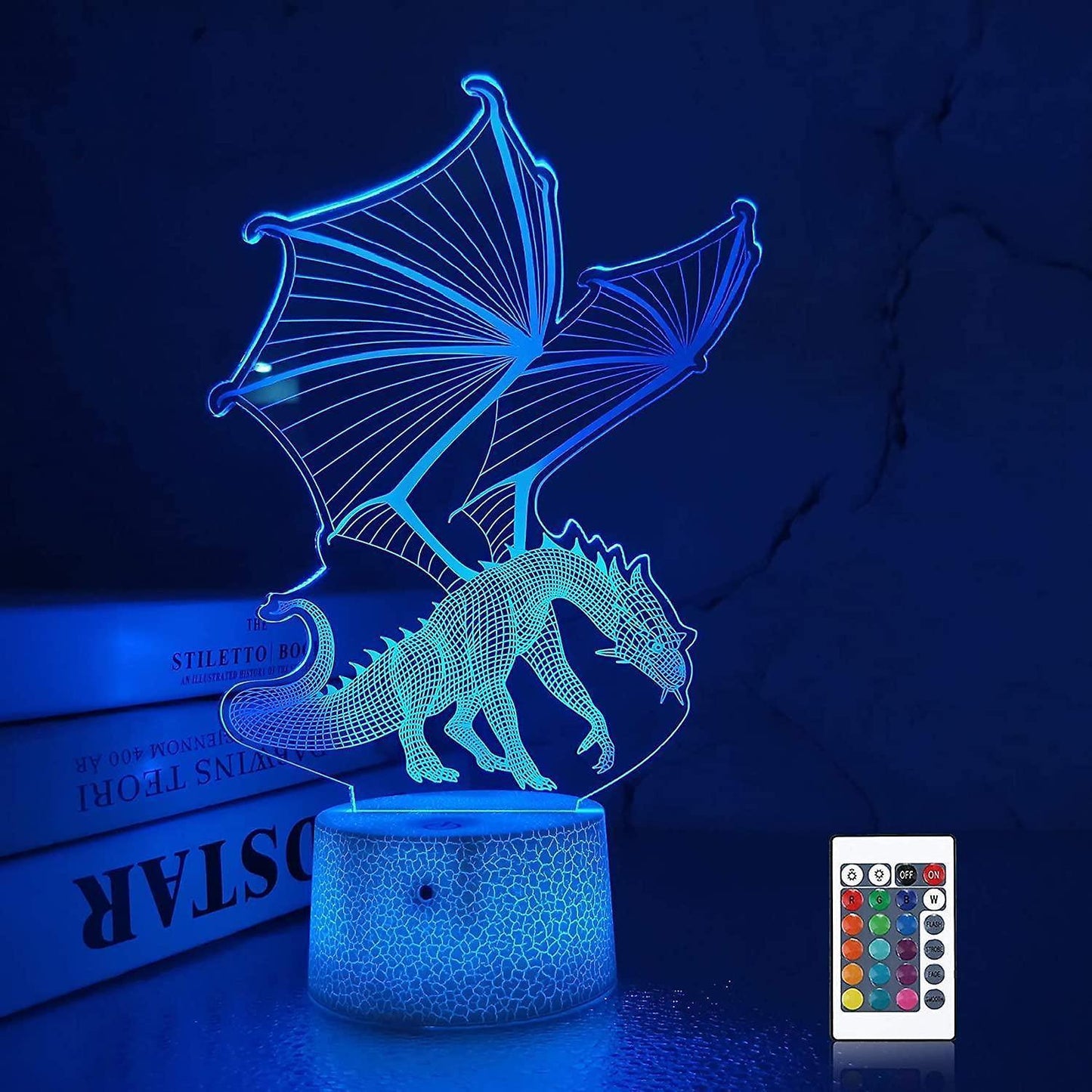 3D Dragon Lamp Night Light 3D Illusion lamp 16 Color V1263-JX-2136