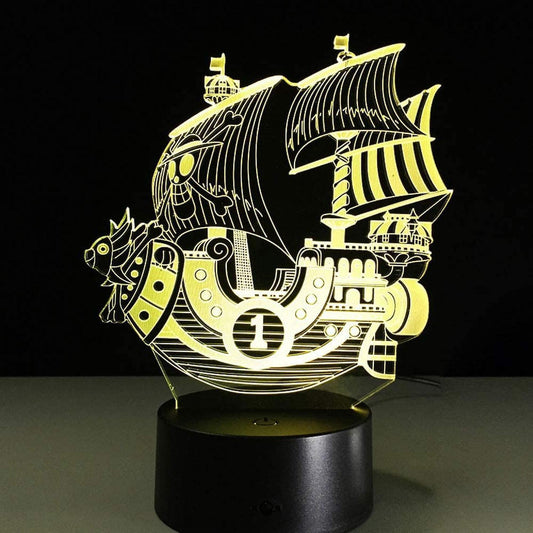 JUSTUP 3D Pirate Ship Nightlights 3D LED Night Light Table Desk Optical Illusion Lamps 7 Color Changing V1263-JX-2139