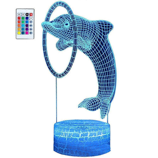 Dolphin series 3D night light remote controlled table lamp with LED color transition V1263-JX-2143