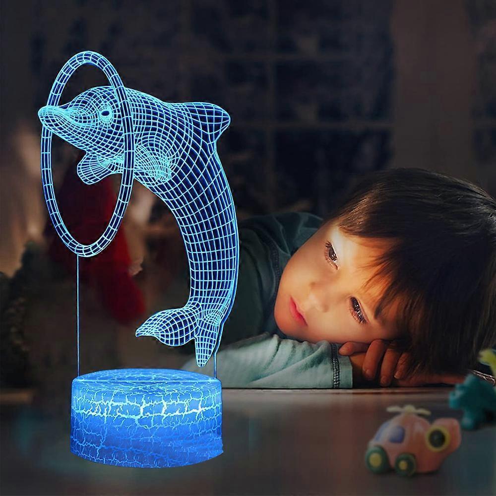 Dolphin series 3D night light remote controlled table lamp with LED color transition V1263-JX-2143
