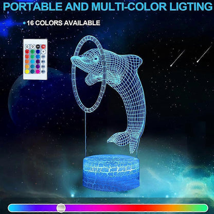 Dolphin series 3D night light remote controlled table lamp with LED color transition V1263-JX-2143