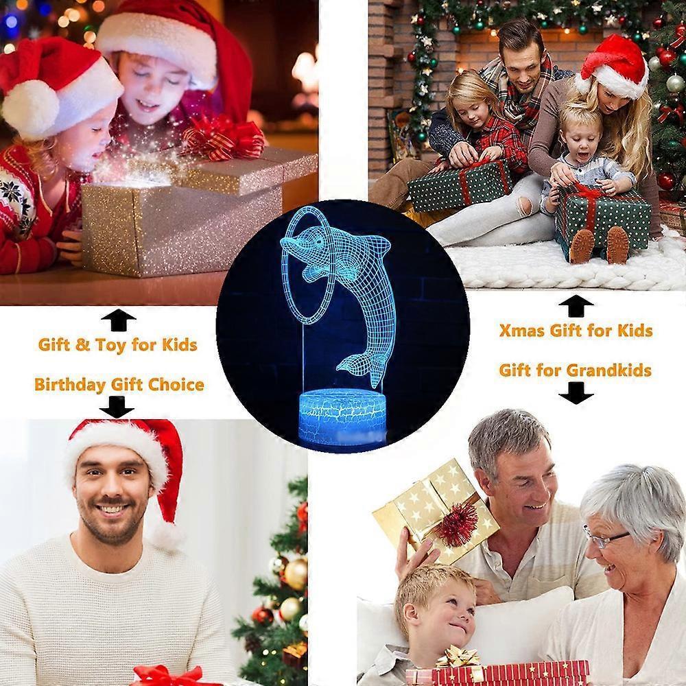 Dolphin series 3D night light remote controlled table lamp with LED color transition V1263-JX-2143
