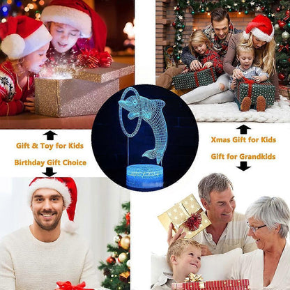 Dolphin series 3D night light remote controlled table lamp with LED color transition V1263-JX-2143