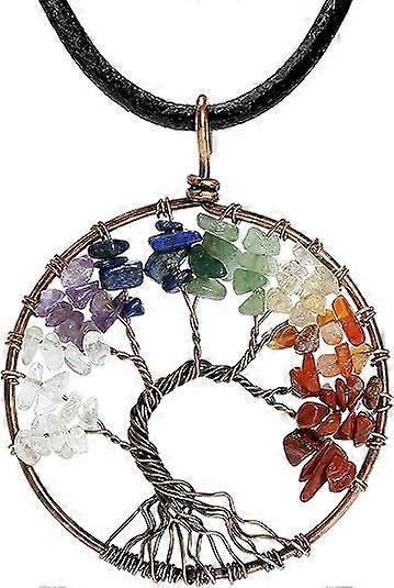 7 Chakra Gemstone Healing Crystals Necklace Copper Wire Wrapped Natural Gemstone Necklace Unisex Hippie V1263-JX-2148
