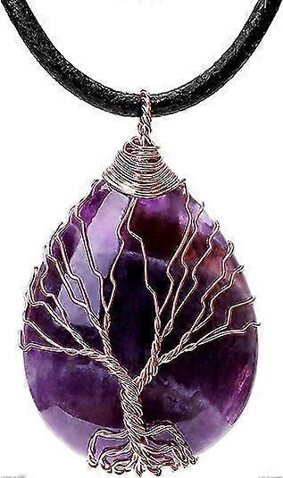 7 Chakra Gemstone Healing Crystals Necklace Copper Wire Wrapped Natural Gemstone Necklace Unisex Hippie V1263-JX-2149
