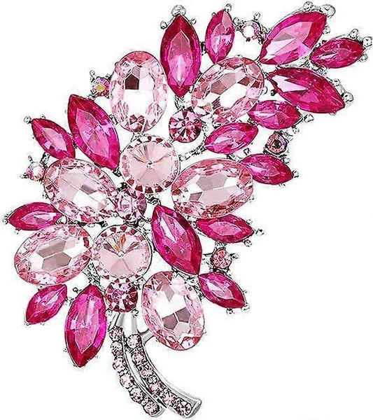 Created Crystal Fashion Brooch Pin Wedding Feather Brooches for Women-Rosered V1263-JX-2164
