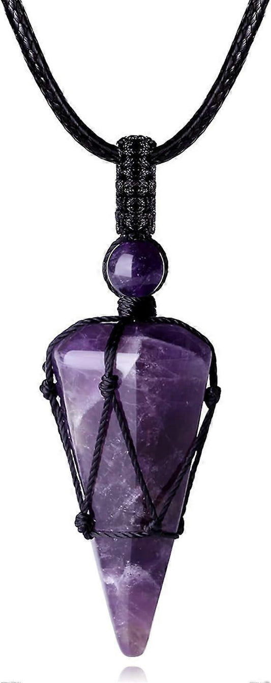 Crystal Necklace for Men Women Healing Crystal Stone Bar Pendant Necklace Adjustable Rope Necklace Natural V1263-JX-2168