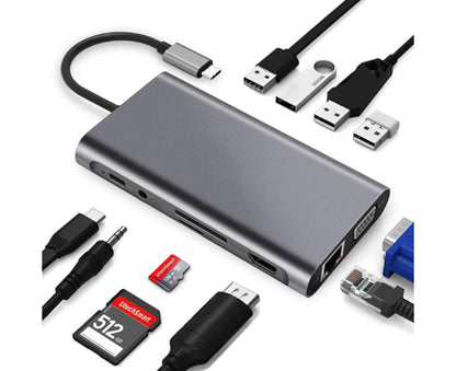 Type-c Docking Station 11 In One with Hdmi Network Card Multi-in-one Converter Usb Hub Expansion Dock for V1263-JX-217