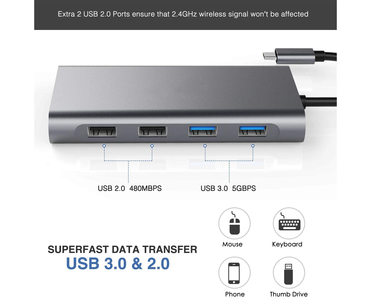 Type-c Docking Station 11 In One with Hdmi Network Card Multi-in-one Converter Usb Hub Expansion Dock for V1263-JX-217