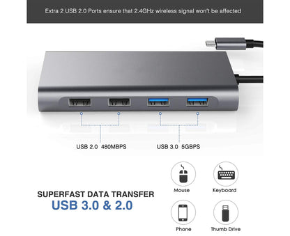 Type-c Docking Station 11 In One with Hdmi Network Card Multi-in-one Converter Usb Hub Expansion Dock for V1263-JX-217