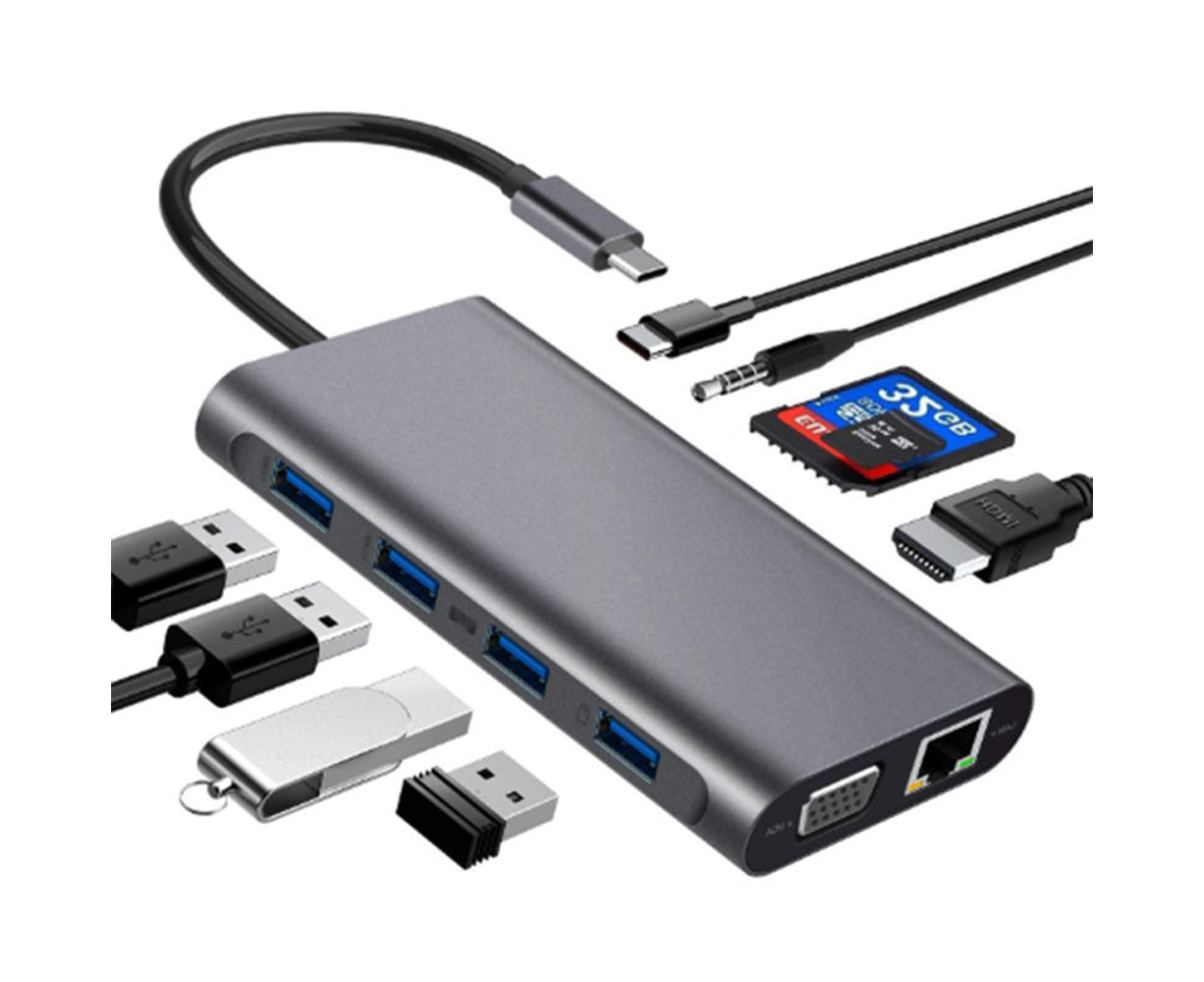 Type-c Docking Station 11 In One with Hdmi Network Card Multi-in-one Converter Usb Hub Expansion Dock for V1263-JX-217
