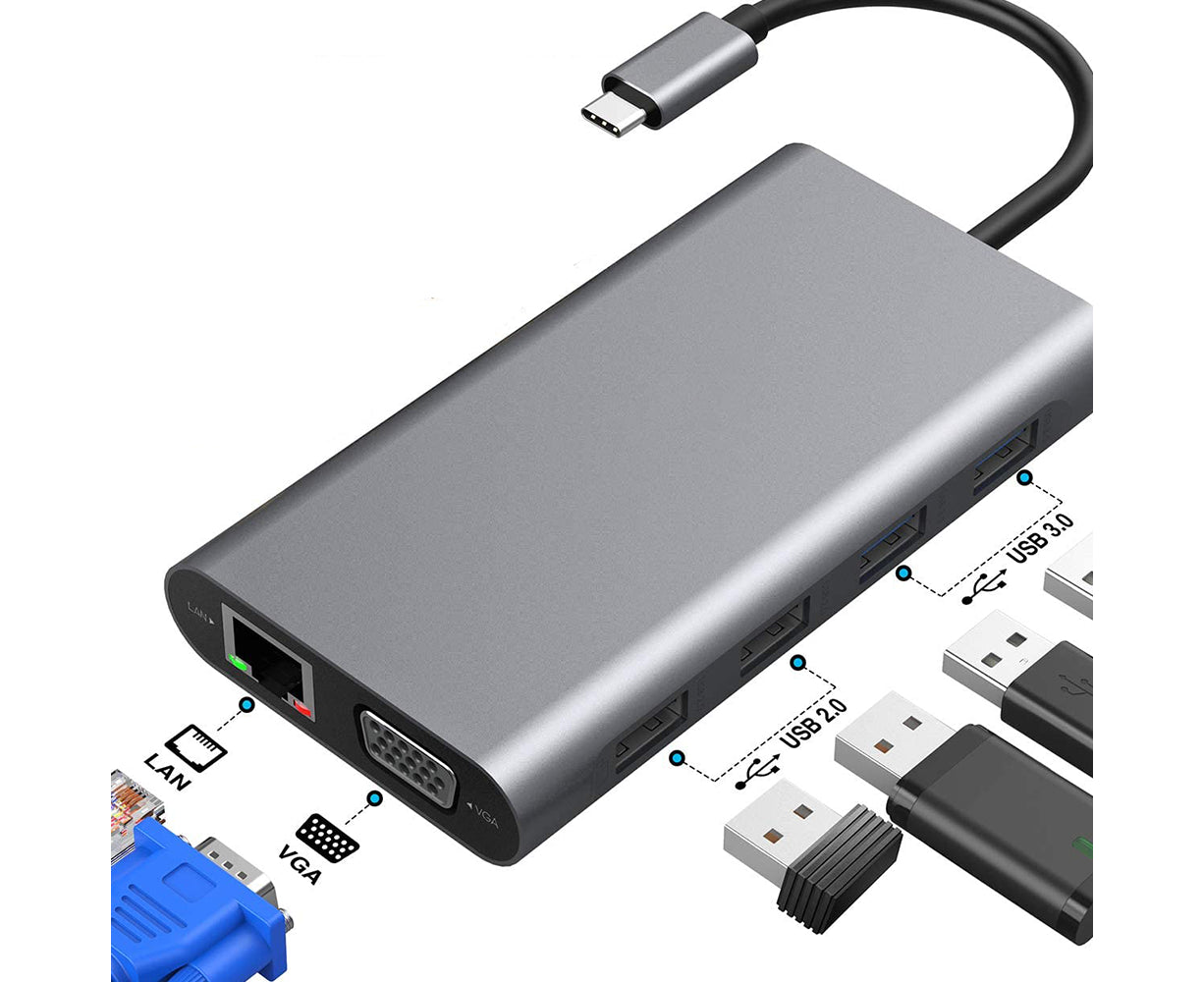 Type-c Docking Station 11 In One with Hdmi Network Card Multi-in-one Converter Usb Hub Expansion Dock for V1263-JX-217