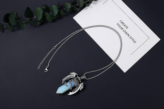 Dragon Necklace For Men Women Crystal Necklace Cool Mens Necklaces Dragon Jewelry Natural Gemstone Necklace V1263-JX-2178