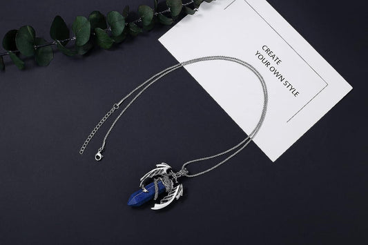 Dragon Necklace For Men Women Crystal Necklace Cool Mens Necklaces Dragon Jewelry Natural Gemstone Necklace V1263-JX-2179