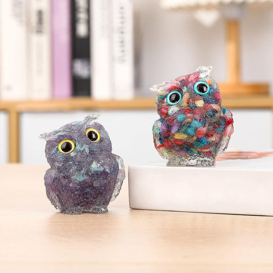 Hand Carved Natural Crystal Owl Statue Reiki Healing Gemstone Animal Figurines Home Office Car Decoration V1263-JX-2183