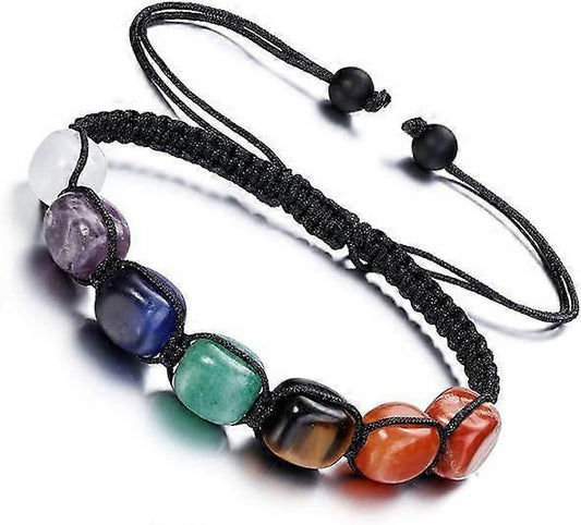 Healing Crystal Bead Bracelet Women Natural Gemstones Yoga Reiki Chakras Stone Beads Anxiety Braided Bracelet V1263-JX-2195