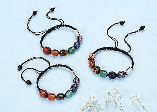 Healing Crystal Bead Bracelet Women Natural Gemstones Yoga Reiki Chakras Stone Beads Anxiety Braided Bracelet V1263-JX-2196