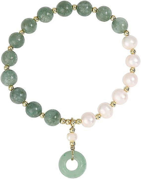 Healing Crystal Bracelet Gold Wealthy Lucky Pearl Feng Shui Jade Bracelet for Women V1263-JX-2197