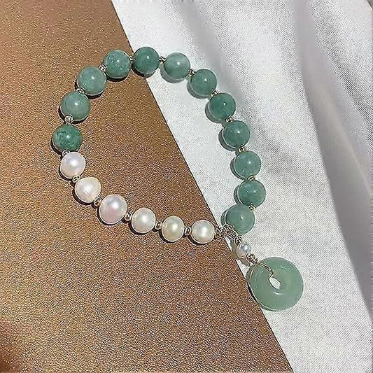Healing Crystal Bracelet Gold Wealthy Lucky Pearl Feng Shui Jade Bracelet for Women V1263-JX-2197