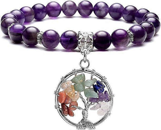 Healing Crystals Beaded Bracelet 7 Chakra Yoga Meditation Stone Bracelets Tree of Life Stretch Bracelet for V1263-JX-2198